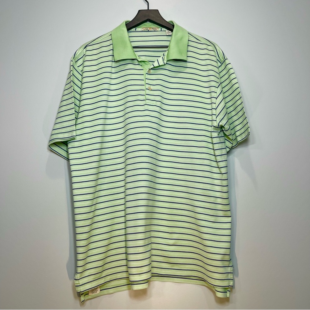 Vintage PETER MILLAR Men's Polo Golf Shirt Double Mercerized Green Navy Size XL